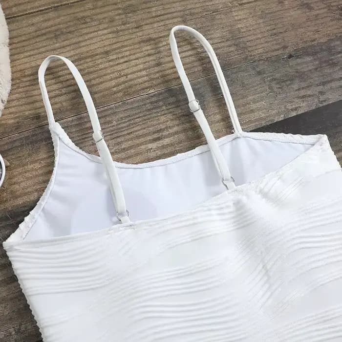 Maillot de bain une pièce sexy côtelé, solide, irrégulier, bikini, haut, fort, costume, tenues de plage, body, tankini