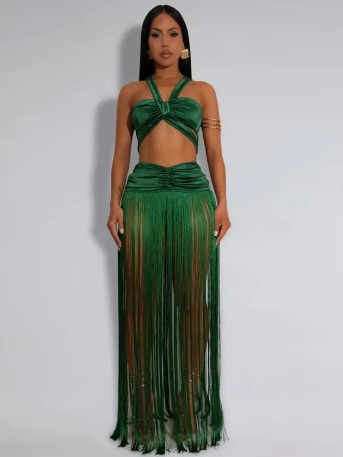 Maillot de bain jupe Cover-up 2 pièces ensemble femmes haut court