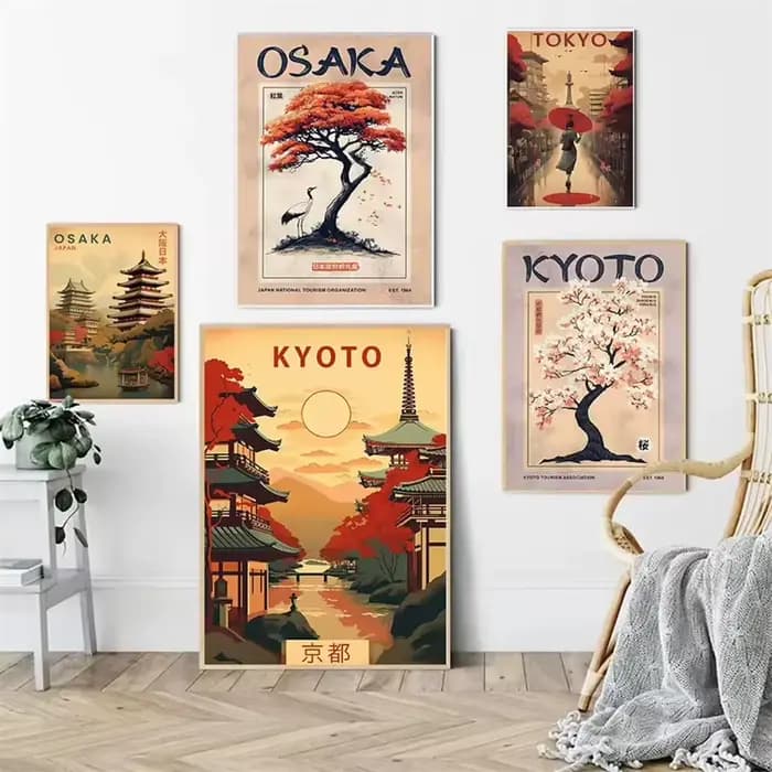Affiche de voyage japonaise imprimée pour salon, décoration de maison, villes japonaises, monuments de paysage de Tokyo, peinture sur toile, cadeau d'art mural
