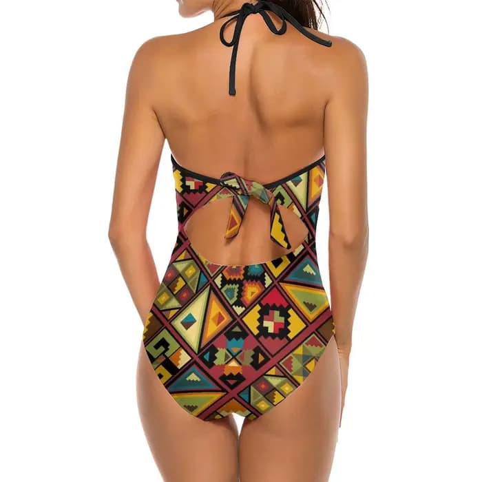 Maillot de bain imprimé Tribal africain, Sexy, multicolore, géométrique, écharpe, une pièce, tendance, body, surf, Push Up, costume de bain