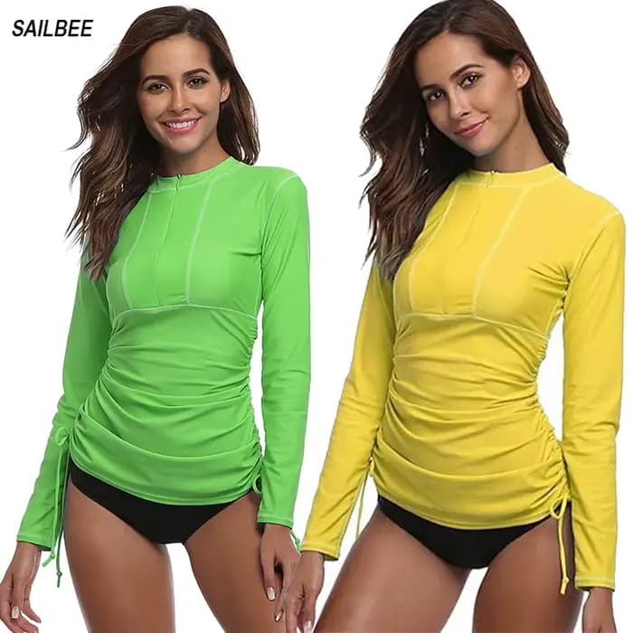SAILBEE Maillot de bain pour femme avec protection solaire UV et manches longues pour protection contre les éruptions cutanées