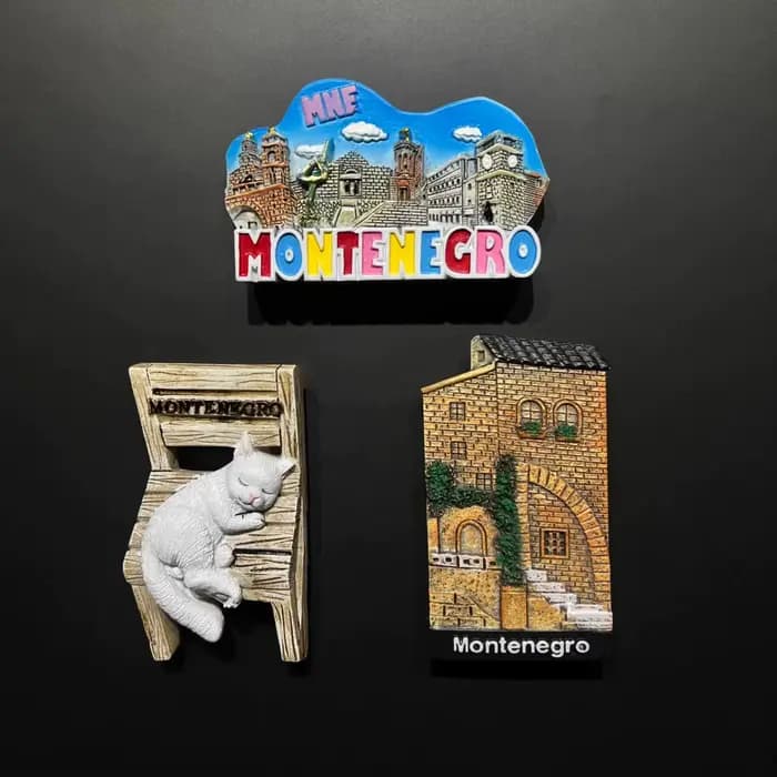 Aimants de réfrigérateur 3D Montenegro, souvenirs d'Europe, artisanat en résine, collection d'autocollants aimants pour réfrigérateur, cadeau, décoration de la maison