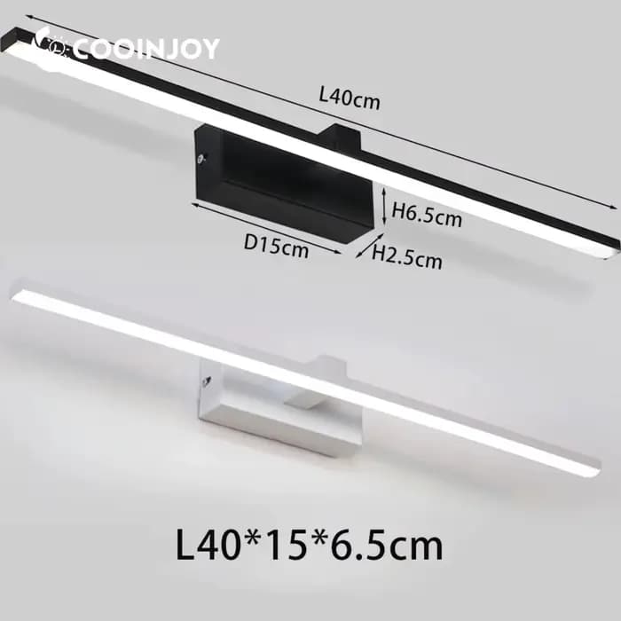 COOINJOY Lampe LED pour miroir de salle de bain 40CM, lumière de maquillage, lumière blanche chaude, éclairage moderne pour miroir de salle de bain, AC90-260V