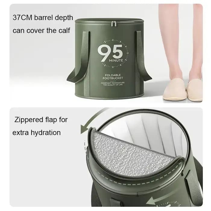 Grand seau de bain de pieds pliant avec couvercle