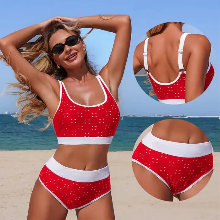 Maillot de bain deux pièces taille haute pour femme