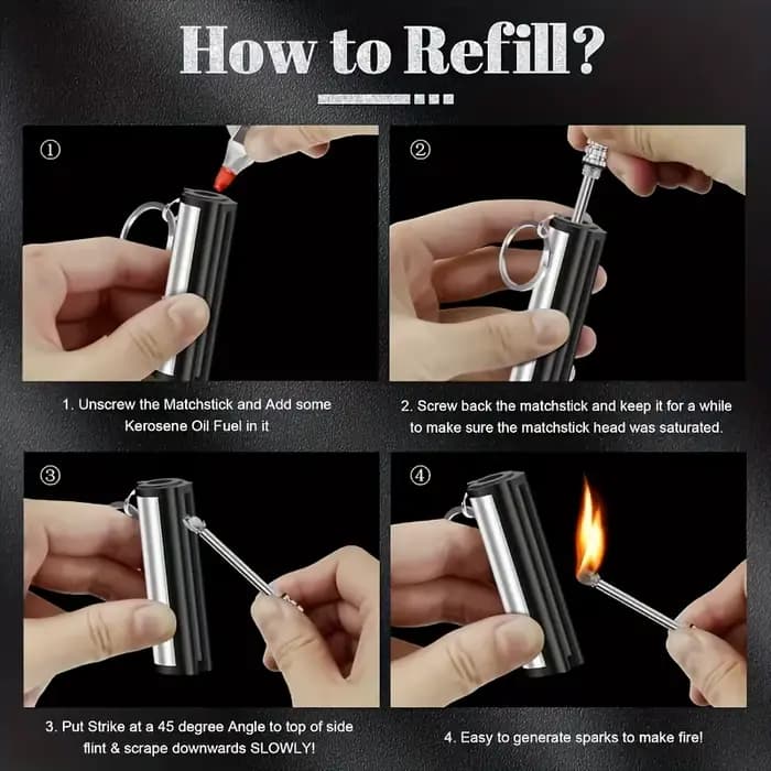 Briquet assorti en métal de silex, briquet de survie d'urgence portable pour camping en plein air, peut éclairer 10 000 fois, paquet de 1 à 5