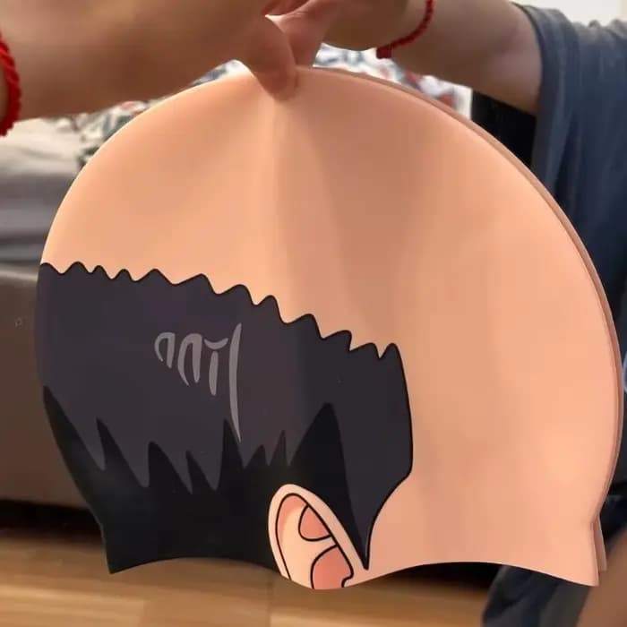 Bonnet de bain amusant pour crânes chauves - Bonnet de bain en polyester à imprimé méditerranéen pou