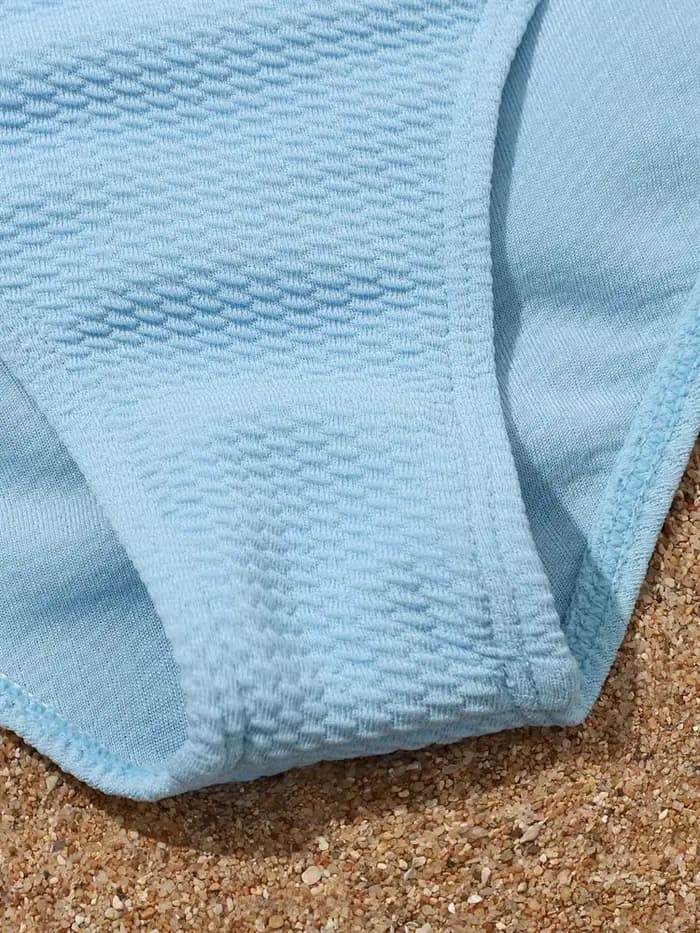 Maillot de bain bikini pour filles 2026 Nouveau ensemble bikini côtelé uni à bretelles taille haute