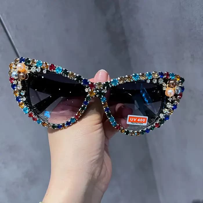 2025 surdimensionné lunettes De soleil œil De chat femmes marque concepteur De luxe rétro cristal Se