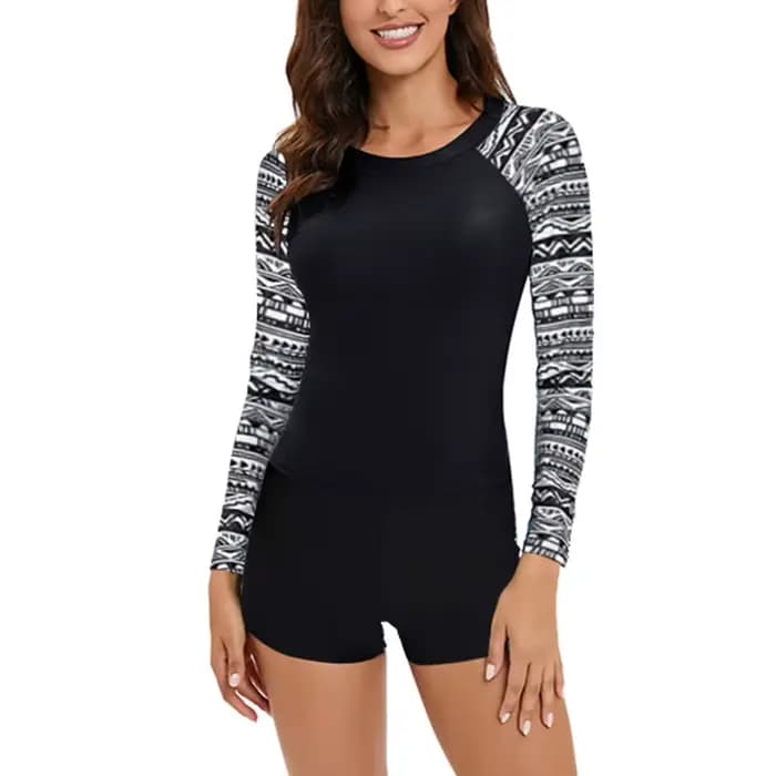 Maillot de bain deux pièces pour femmes, manches longues, séchage rapide, protection solaire, haut d