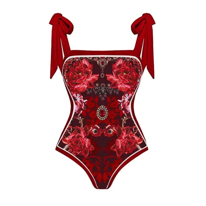 Ensemble de maillot de bain deux pièces à fleurs pour femmes, avec bretelles à nœud papillon, paréo,