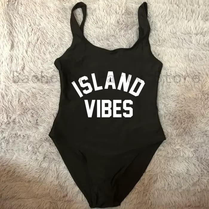 ISLAND VIBES – maillot de bain pour femmes, grande taille, avec lettres blanches, Sexy, une pièce