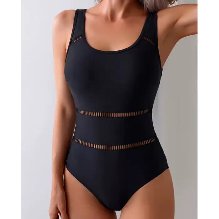 Maillot de bain une pièce noir sexy pour femme, maillot de bain fermé push-up, combinaison de natati