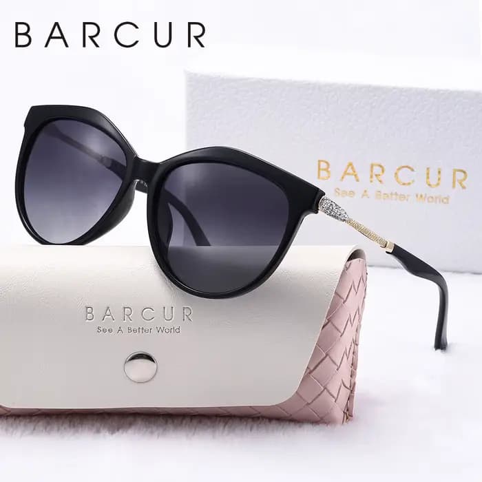 BARCUR lunettes de soleil rondes polarisées mode Ultra léger oeil de chat cadre PC plusieurs couleur