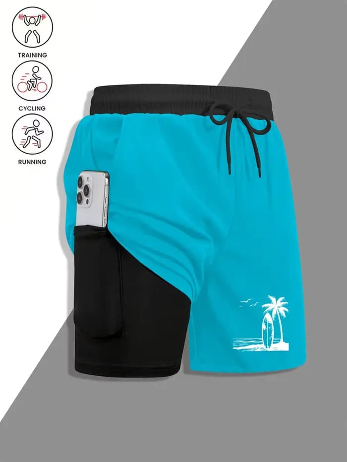 Shorts de bain à séchage rapide pour hommes avec design de type boardshort - Légers, adaptés à la pl