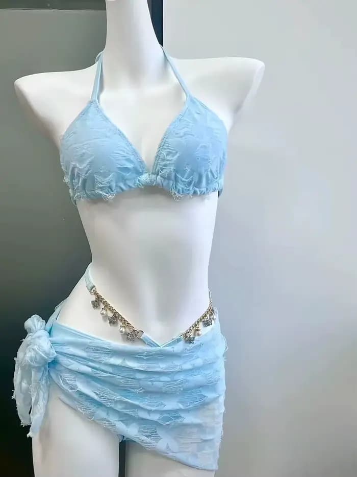 Ensemble de bikini 4 pièces pour vacances à la plage, nouveau modèle 2026, imprimé féerique et doux,