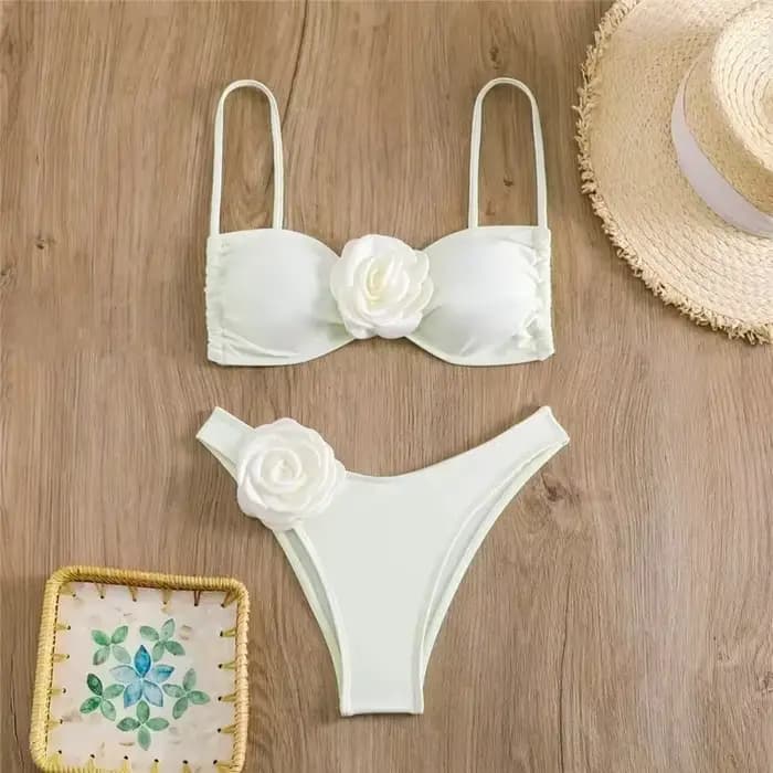 Sexy fleur maillot de bain bandeau string Bikini femmes à lacets maillots de bain natation maillot d