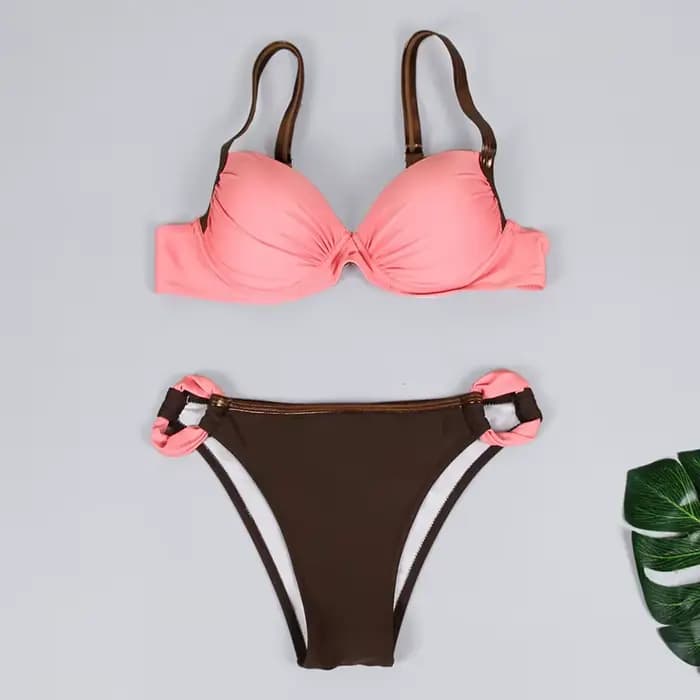 Maillot de bain bleu solide pour femmes, Sexy, Push Up, Bikini, brésilien, ensemble deux pièces, vêt
