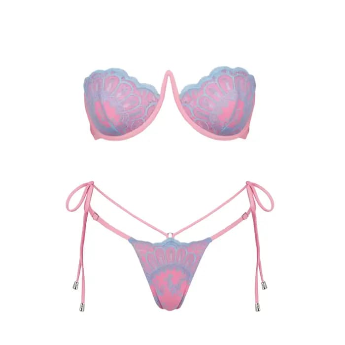 Nouveauté 2026 : Ensemble de maillots de bain 2 pièces push-up en dentelle, style brésilien, sexy po