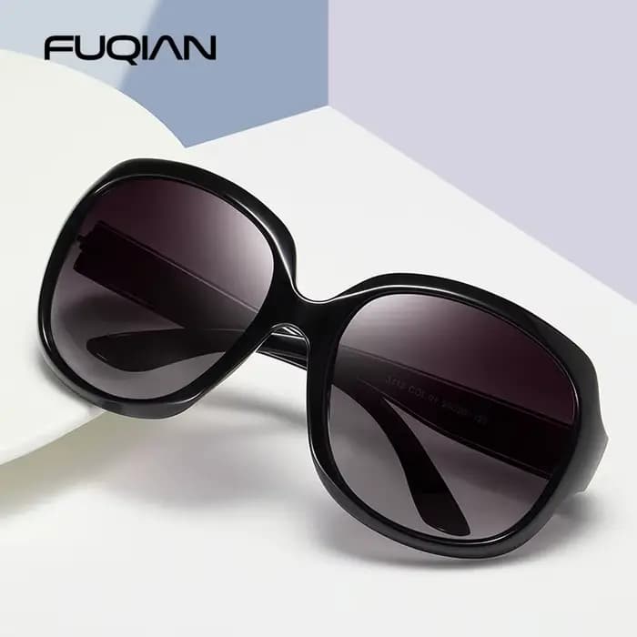 FUQIAN marque Design élégant polarisé surdimensionné rond lunettes de soleil femmes Simple mode gran