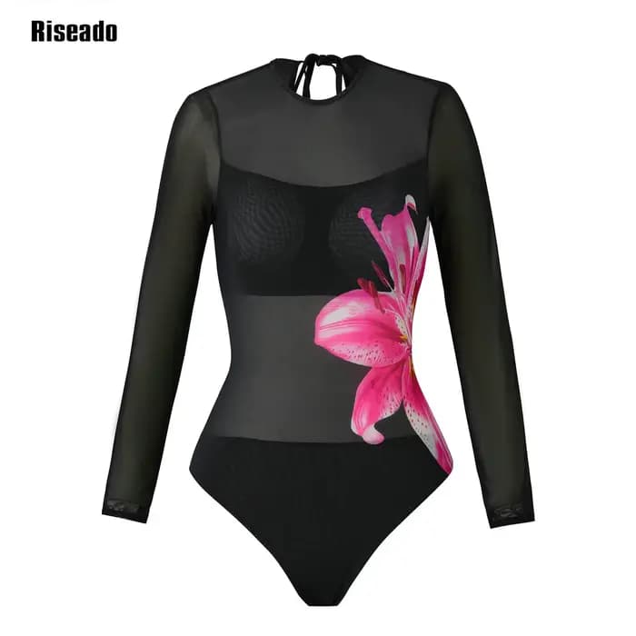 Maillot de bain en maille pour femmes, transparent, Sexy, taille haute, une pièce avec jupe, natatio