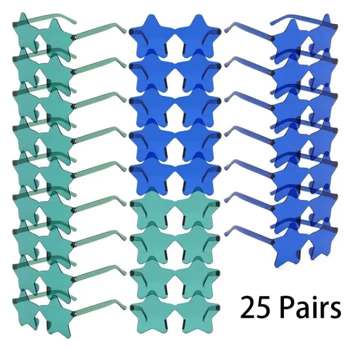 25 paires de lunettes de soleil sans bords en forme d'étoile pour hommes, mode mignon couleur bonbon