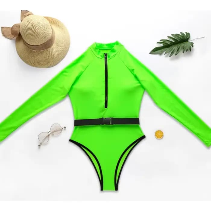 Maillot de bain une pièce à manches longues pour femme, maillot de bain d'été fermé, sports de natat