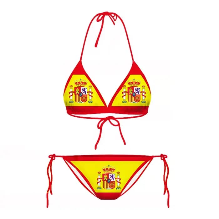 CLOOCL Ensemble de bikinis avec drapeau espagnol, maillot de bain sexy imprimé en 3D, pour la plage,