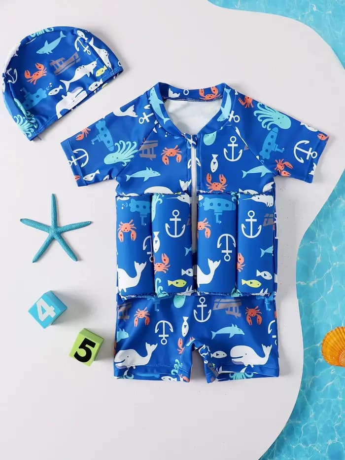 Maillot de bain flottant à flottabilité détachable pour enfants, mignon, entraînement des animaux, l