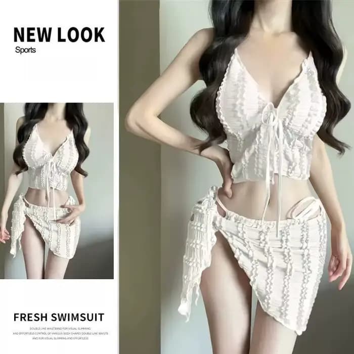 Nouveau 3 pièces ensemble de Bikini femmes Push Up poitrine Triangle haut mignon mais Sexy couvrir p