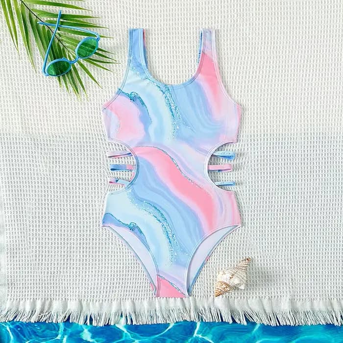 Maillot de bain une pièce imprimé Tie-dye pour enfants, nouveau Design, pour adolescentes, maillots