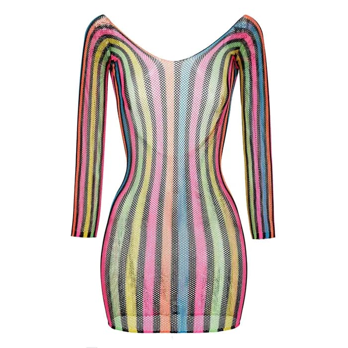1 pièce Robe de plage moulante pour femme, style résille, transparente et ajourée, à manches longues