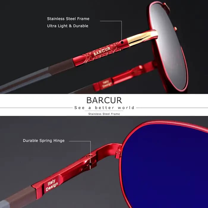 BARCUR-Lunettes de soleil pilote rétro pour hommes et femmes, lunettes de soleil miroir classiques,