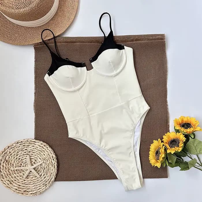 Maillot de bain une pièce, noir et blanc, pour femmes, vêtements de plage, Vintage, rétro, Monokini,