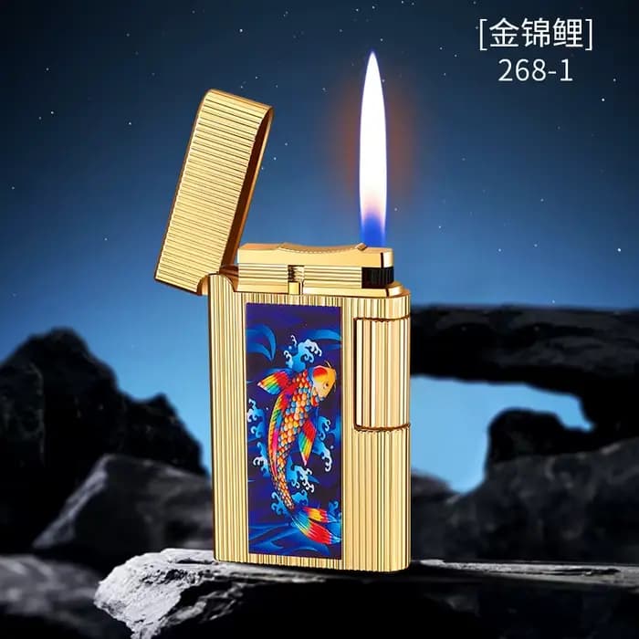 Briquet gonflable Derui à double face, sculpté et incrusté avec soin, briquet de luxe léger pour hom