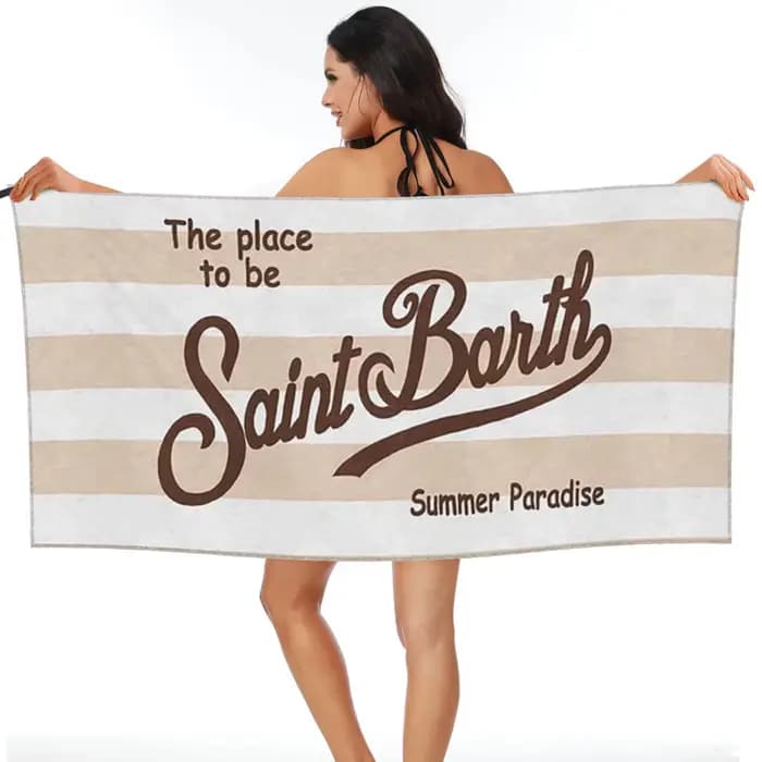 Serviette de plage Saint Barth Summer Paradise, douce, séchage rapide, absorbante, respirante, légèr
