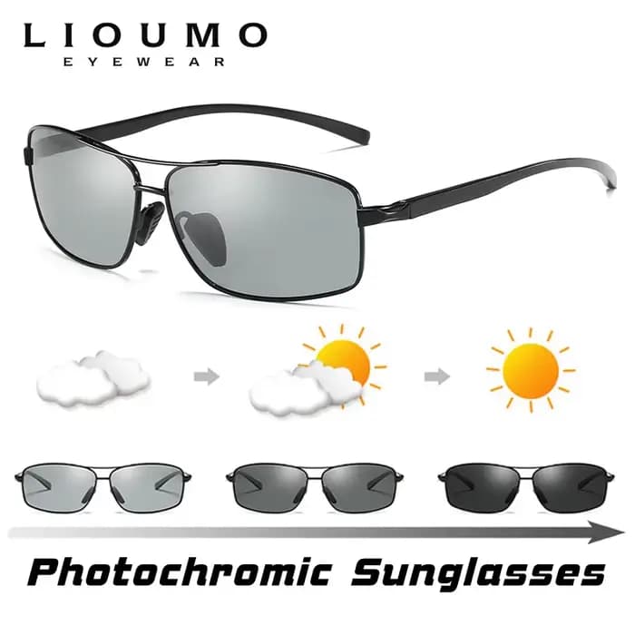 LIOUMO haut lunettes de soleil photochromiques hommes femmes lunettes caméléon polarisées lunettes d