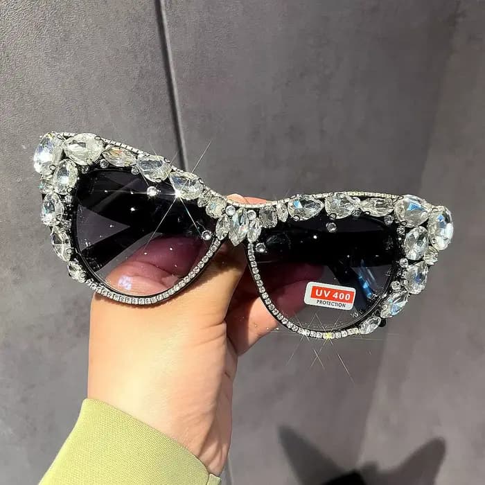 2025 surdimensionné lunettes De soleil œil De chat femmes marque concepteur De luxe rétro cristal Se