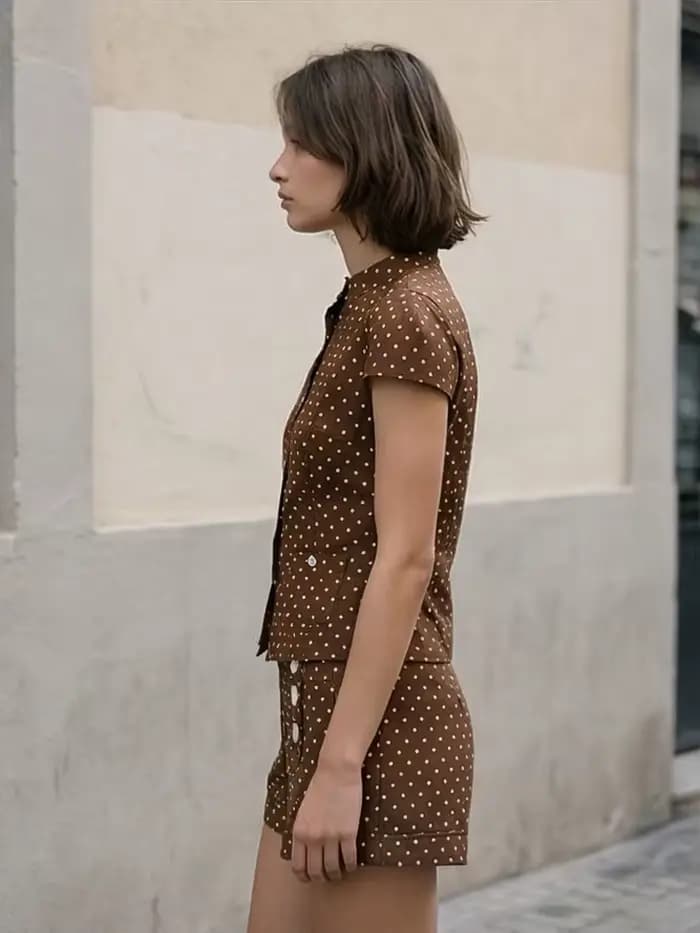 Willshela – ensemble 2 pièces pour femmes, débardeur marron à simple boutonnage et short à fermeture
