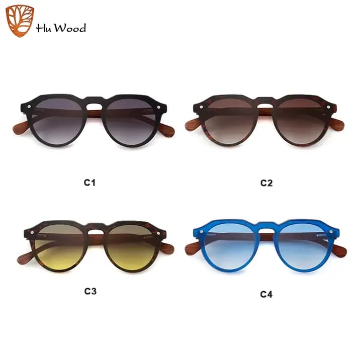 Lunettes de soleil vintage de luxe Hu Wood pour femmes, sans monture, UV400, lunettes de soleil clas