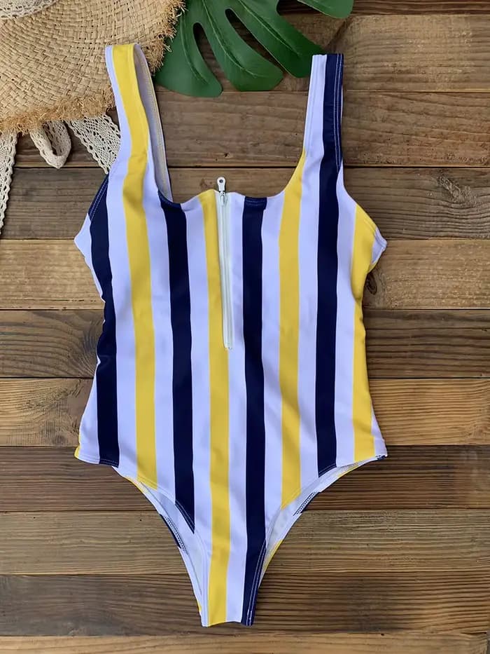 Maillot de bain une pièce avec fermeture éclair sur le devant, dos nu, Monokini, pour la plage, tend