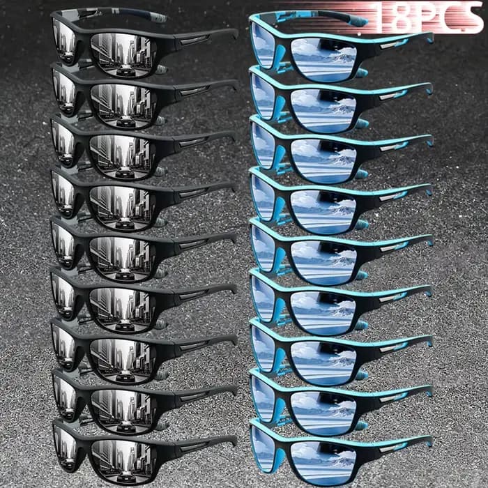 18 Paires de Lunettes de Soleil Sportives Vintage Camouflage pour Hommes et Femmes, Idéales pour la
