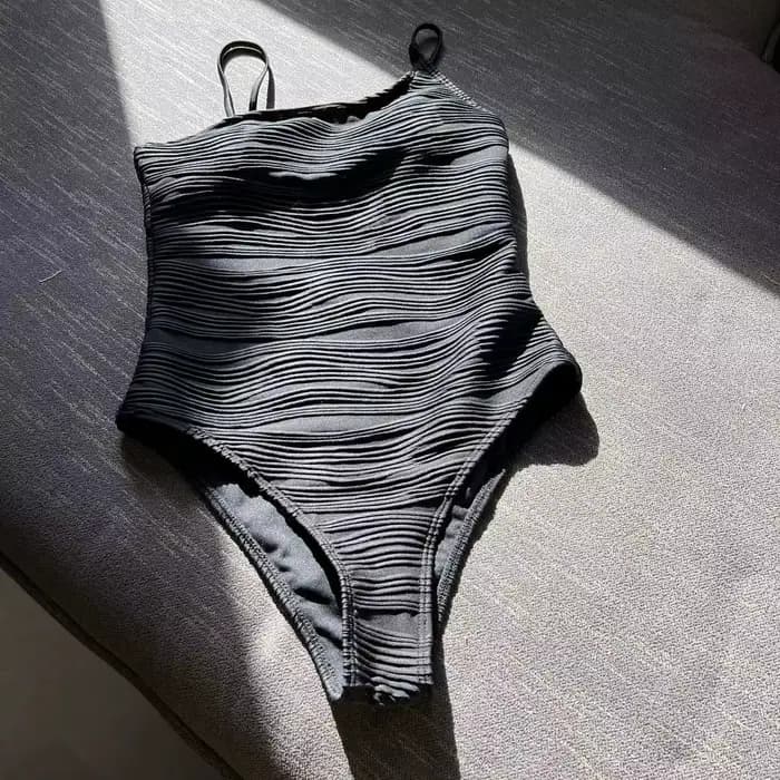 Maillot de bain une pièce sexy côtelé, solide, irrégulier, bikini, haut, fort, costume, tenues de pl