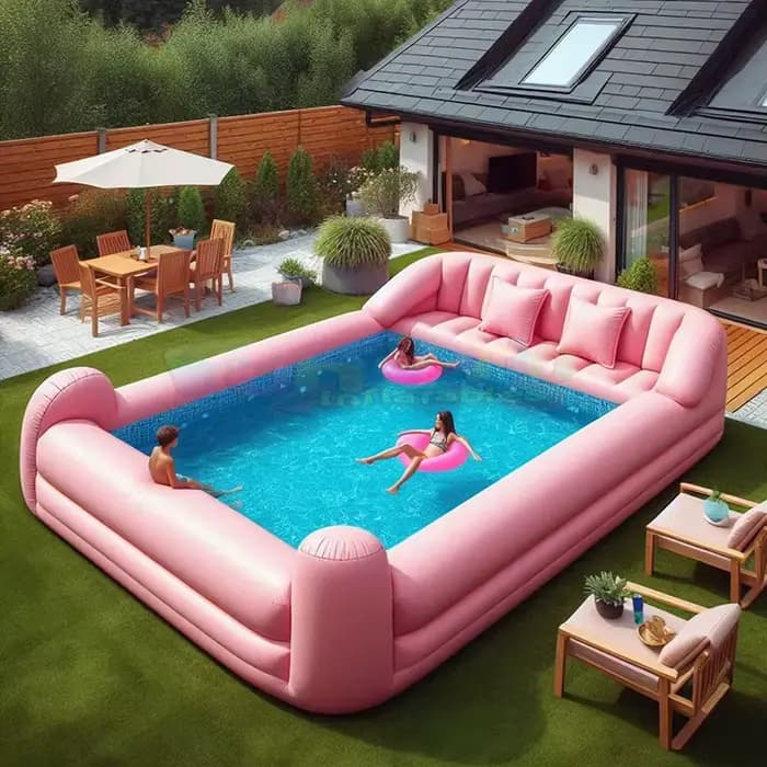 Loisirs aquatiques et divertissement, dos rond au-dessus du sol, flotteurs de piscine, lit flottant