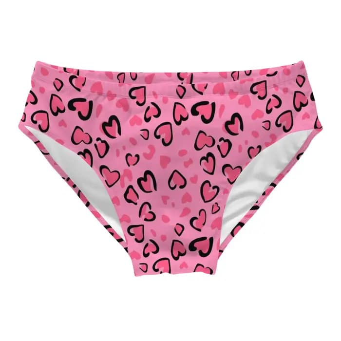 Maillot de bain sexy pour homme à imprimé léopard cœur rose, extensible et antidérapant, idéal pour