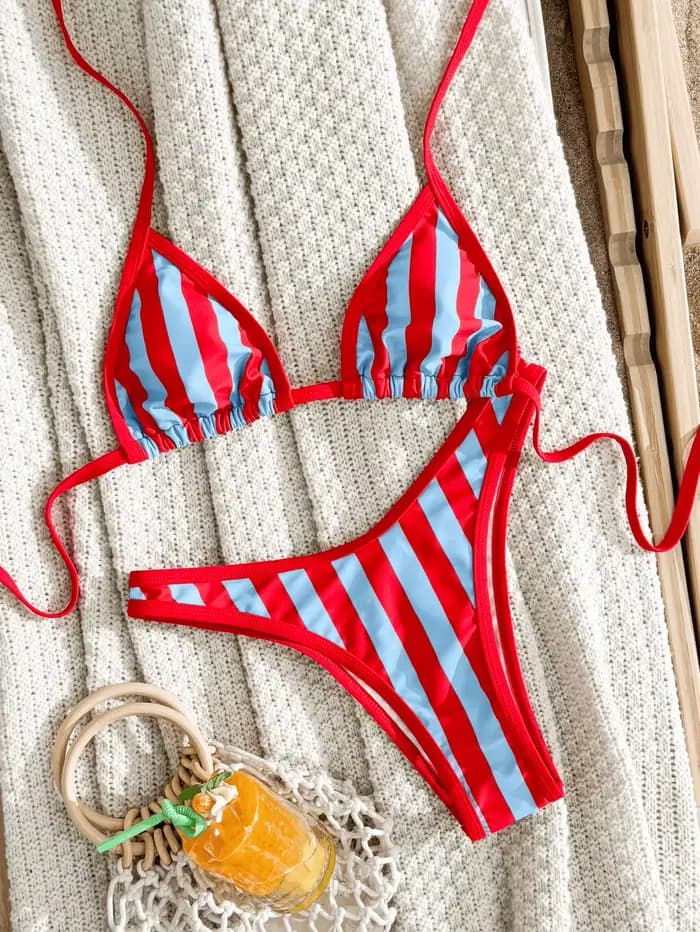 Nouvel ensemble de bikini floral pour femme, maillot de bain deux pièces triangle, haut et bas de bi