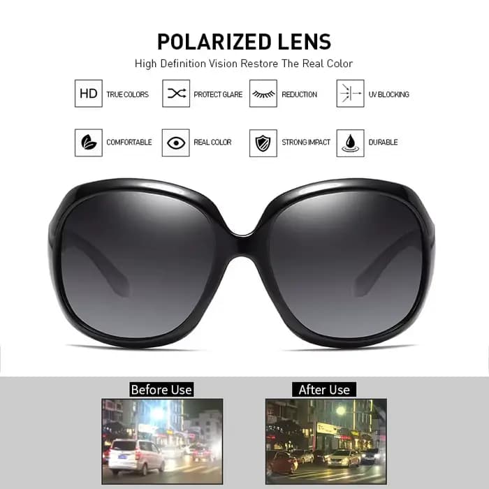 FUQIAN marque Design élégant polarisé surdimensionné rond lunettes de soleil femmes Simple mode gran