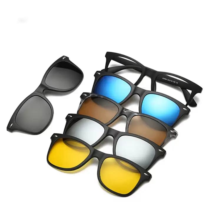 Monture de lunettes de mode hommes femmes avec 5 pièces pince sur lunettes de soleil lunettes magnét