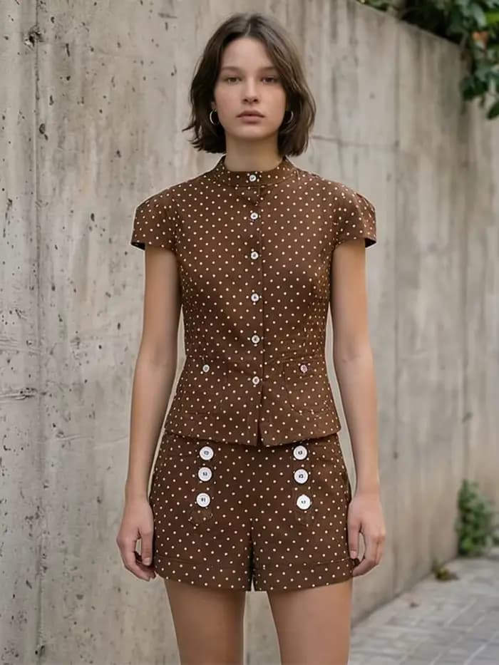 Willshela – ensemble 2 pièces pour femmes, débardeur marron à simple boutonnage et short à fermeture