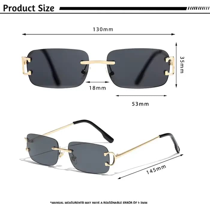 CATERSIDE lunettes de soleil rectangulaires hommes sans monture blanc cuivre petites lunettes de sol